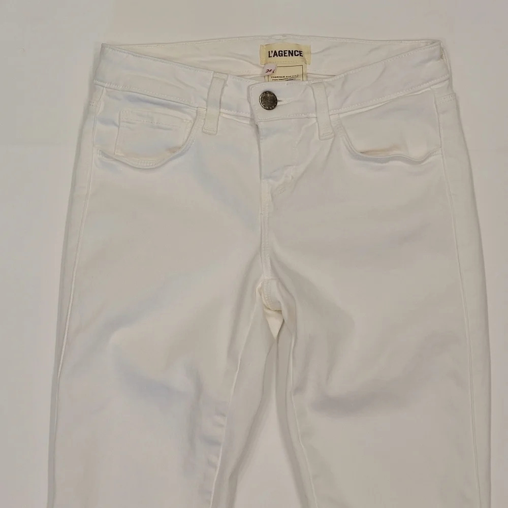L'Agence Chantal Low Rise Skinny Jean Blanc White 24 - Picture 3 of 10